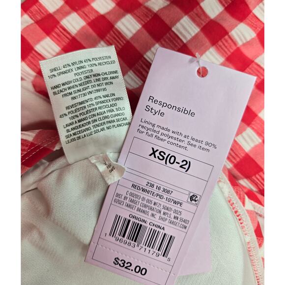 Wild Fable Size: XS (0-2) Red & White Gingham Swimwear  NWT - Picture 7 of 8